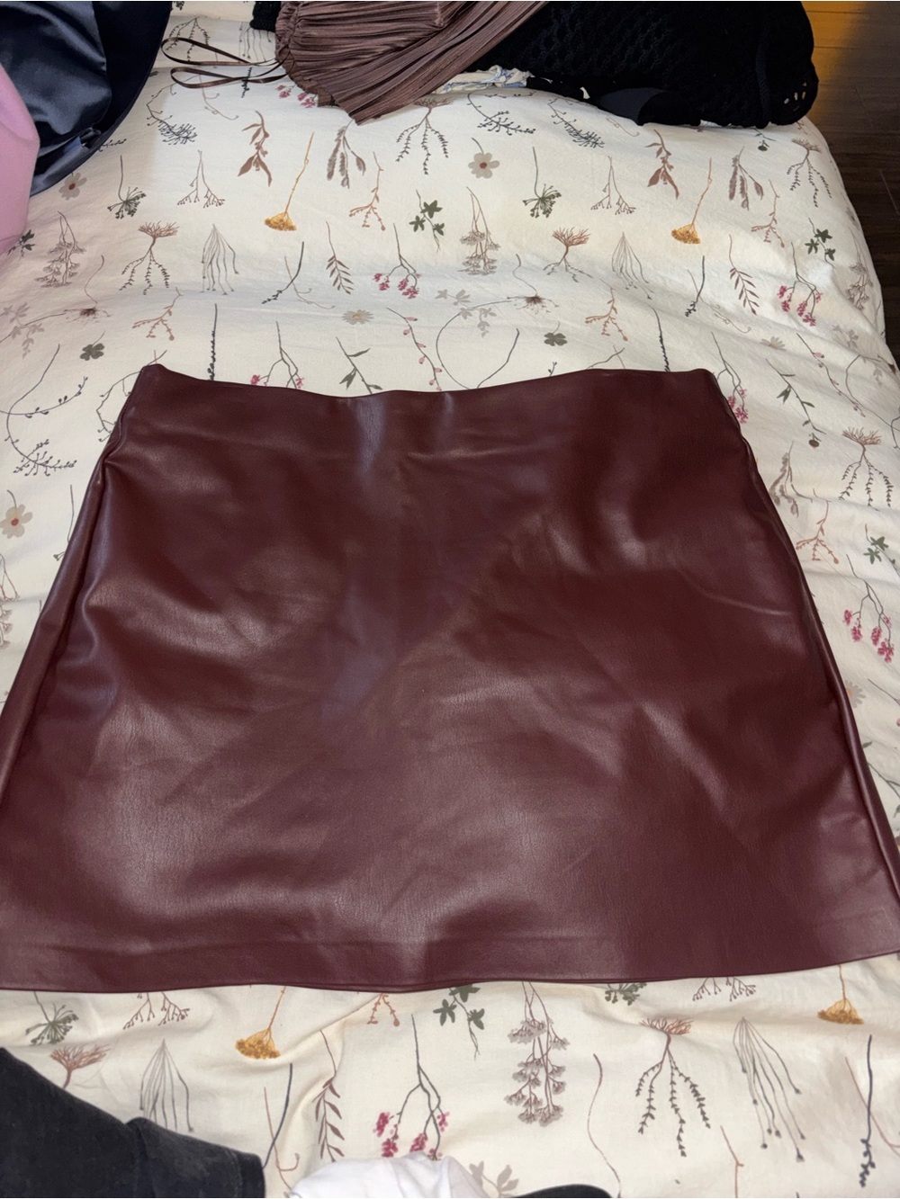 Dynamite Faux Leather Mini Skirt - Burgundy